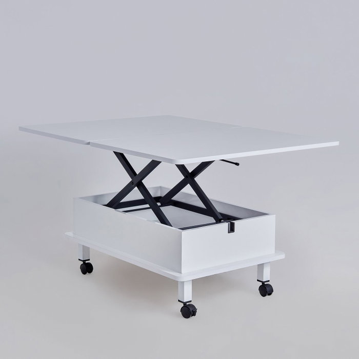 Hanah Home Helsinki Mesa de café Blanca con Ruedas